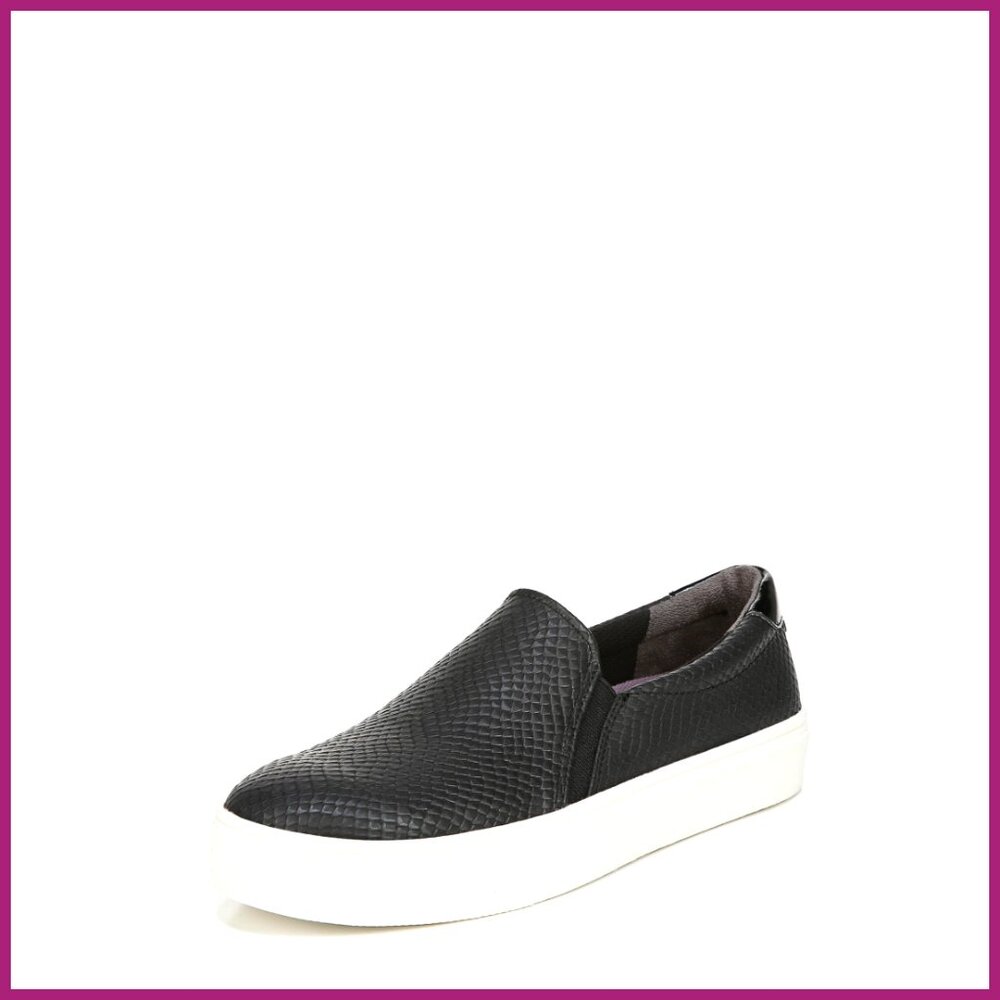 Faux Leather Slip On Fashion Sneaker with Platform Sole